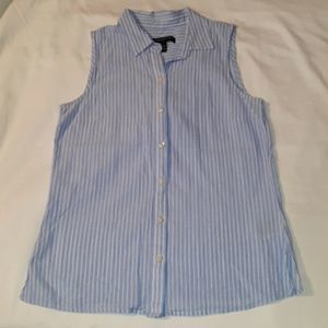 Banana Republic Sleeveless Striped‎ Oxford Shirt XS